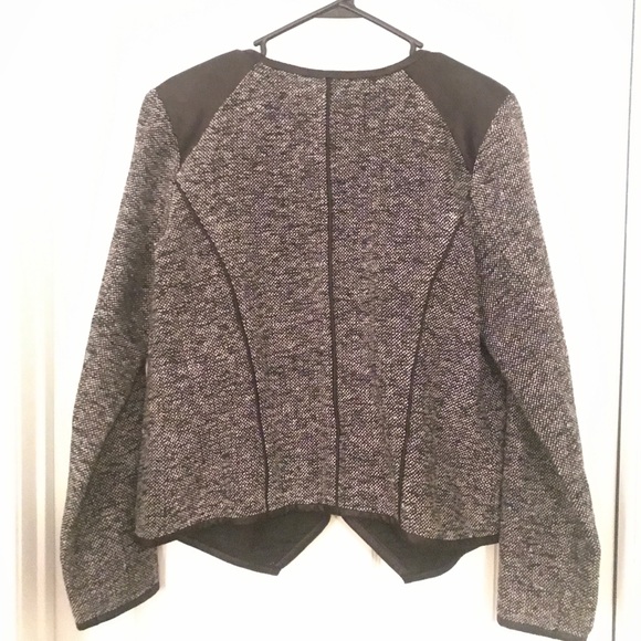 FABULOUS Black & Grey Blazer with Leather Accents - Picture 4 of 5